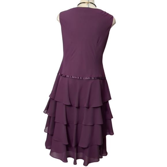 Tradition petite 14p 100% polyester midi layered dress purple - Picture 4 of 13